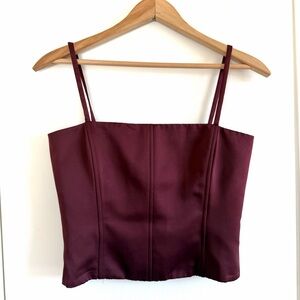 VTG 90s Compliance Alliance Burgundy Women's Top Size 6 Satin Spaghetti Strap